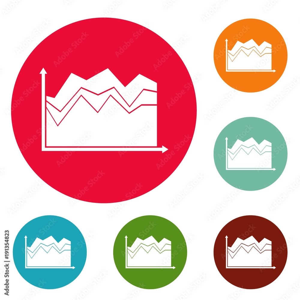 Poster business graph icons circle set vector isolated on white background