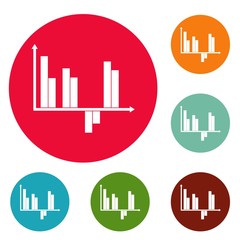 Business diagram icons circle set vector isolated on white background