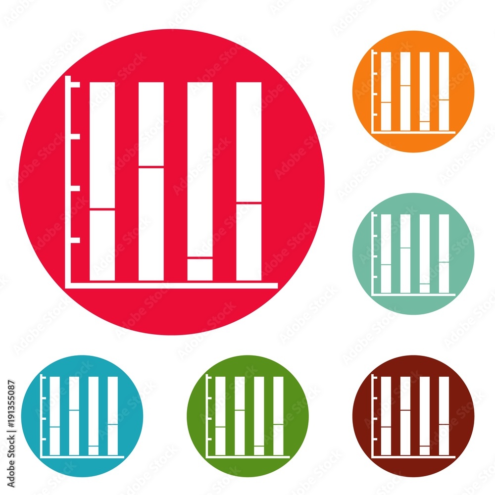 Poster new chart icons circle set vector isolated on white background