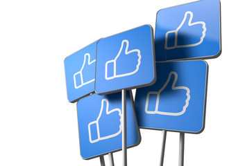 Thumbs up icon sign on a white background. 3D Rendering