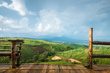 Bamboo terrace platform on mountain view