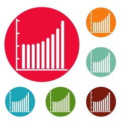 Business diagram icons circle set vector isolated on white background