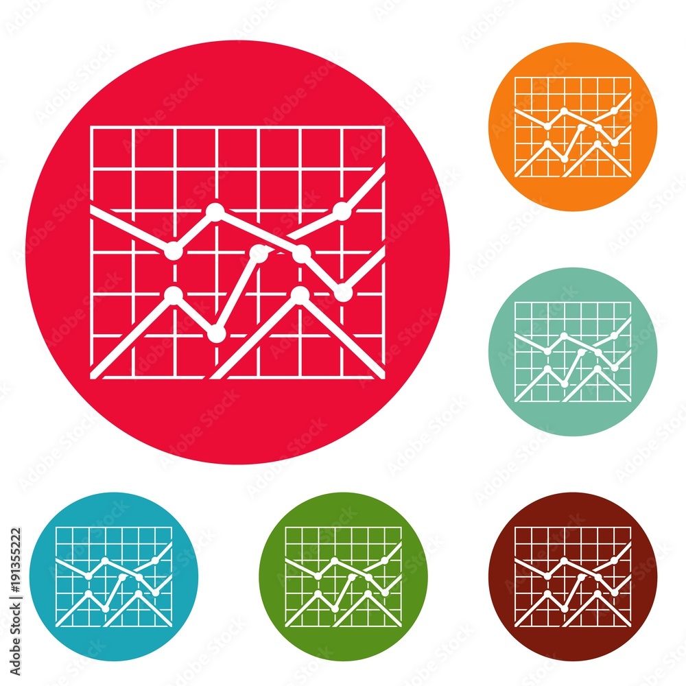 Poster best chart icons circle set vector isolated on white background