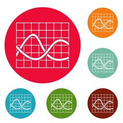 Finance chart icons circle set vector isolated on white background