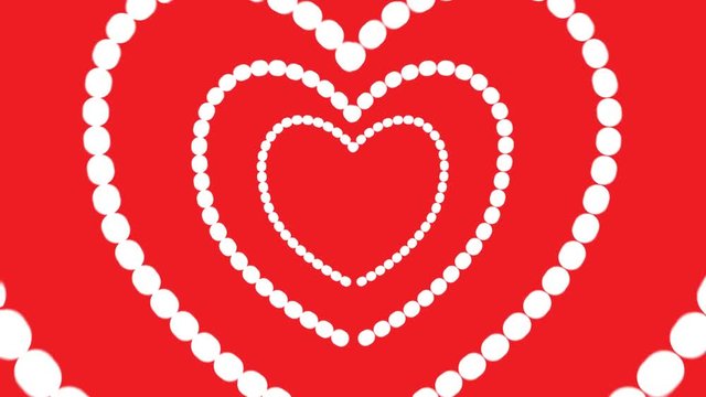 Animated heart appearing on a red background as symbol of love and valentines day for couple