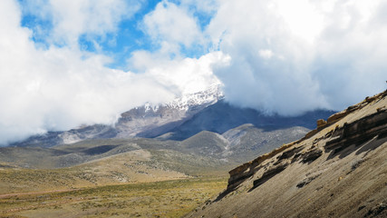 Chimborazo, a currently inactive stratovolcano in the Cordillera of the Ecuadorian Andes