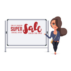 Girl fashion - flat style, sale discount, you can use for design banners, advertising.