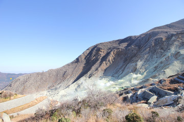 Valley owakudani with leaves change color