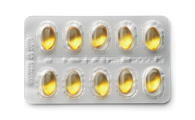 Top view of fish oil capsules package