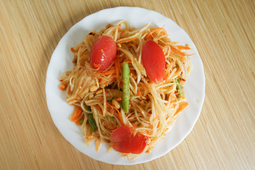 Somtam - Thai famous papaya salad,smiley face