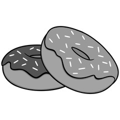 Donuts Illustration - A vector cartoon illustration of a couple of Donuts.