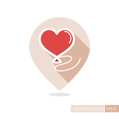 Balloon in the form of heart pin map icon