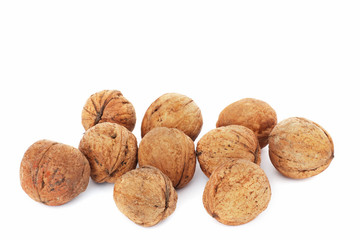 Nuts on white background. Walnut