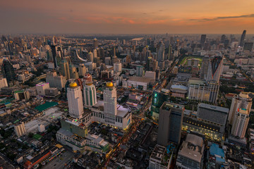 evening shooting of the capital of Thailand - Bangkok top view