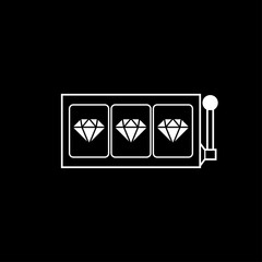 Diamond slot reels icon black and white vector illustration