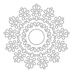 Mandala. Round Element For Coloring Book. Black Lines on White 