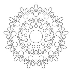 Mandala. Round Element For Coloring Book. Black Lines on White 