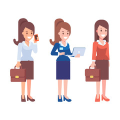 Office workers vector set. Lady boss. Business lady.