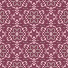 Purple red floral seamless pattern. Background with flower design elements