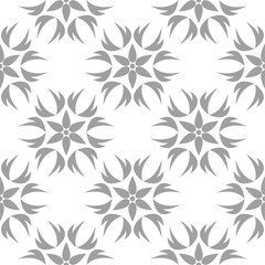 White and gray floral seamless pattern