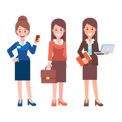Fototapeta premium Office workers vector set. Lady boss. Business lady.