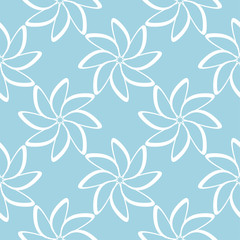 White floral seamless pattern on blue background