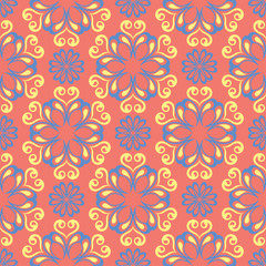 Bright colored seamless background. Red yellow and blue background