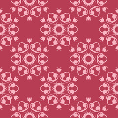 Floral seamless pattern on red background