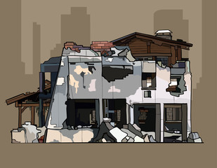 painted ruins of brick whitewashed building © westamult