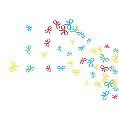 Festive Background with Colorful Bows. Cute Pattern for Postcard, Print, Banner or Poster. Small Pretty Bows For Party Decoration, Wedding, Birthday or Anniversary Invitation. Vector
