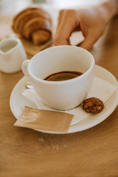 Coffee On A Wooden Background