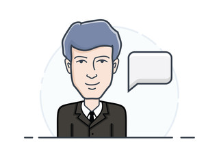 Account manager. Vector illustration. Chat bubble with sales