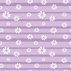 cute lovely seamless vector pattern background illustration with stripes and daisy flowers