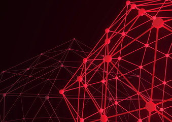 Blockchain cell technology background with connecting dots and lines. Abstract futuristic illustration of polygonal surface.