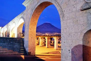 Fototapeta na wymiar Volcano under the Arch