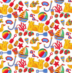 Summer beach vacation colorful seamless vector pattern
