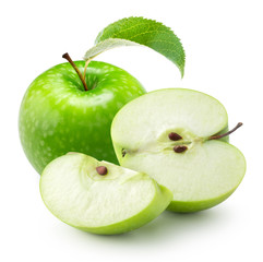 green apple with leaf