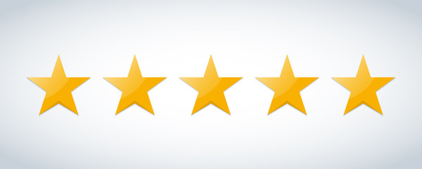 Five stars customer product rating review flat icon for apps and websites