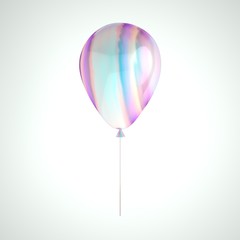 Iridescence holographic foil balloon isolated on gray background. Trendy design 3d element for birthday, presentation, promo, party or other events.