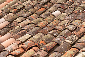 Vieilles tuiles demi-rondes de l'Ardèche
