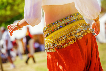 belly dancer wearing typical arabic costume