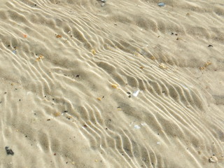 Clear water above sand bottom background