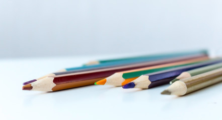 pencils on white background