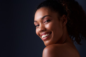 Close up african fashion model smiling