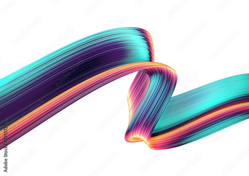 Fototapete 3d render abstract background. colorful twisted shapes in motion. computer generated digital art for