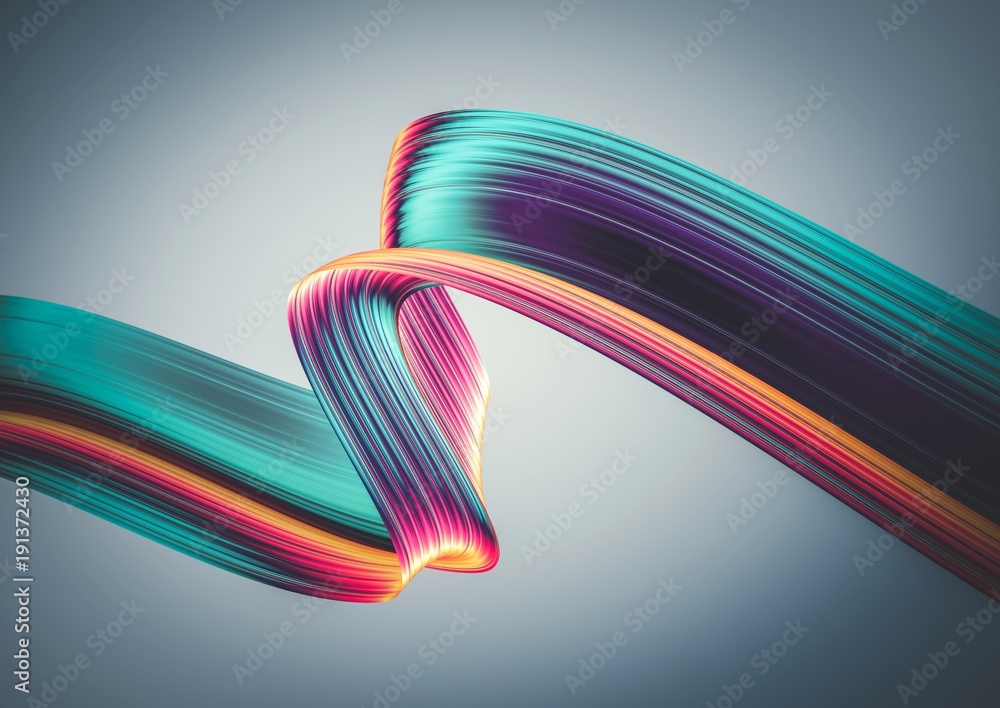 Fototapete 3d render abstract background. colorful twisted shapes in motion. computer generated digital art for