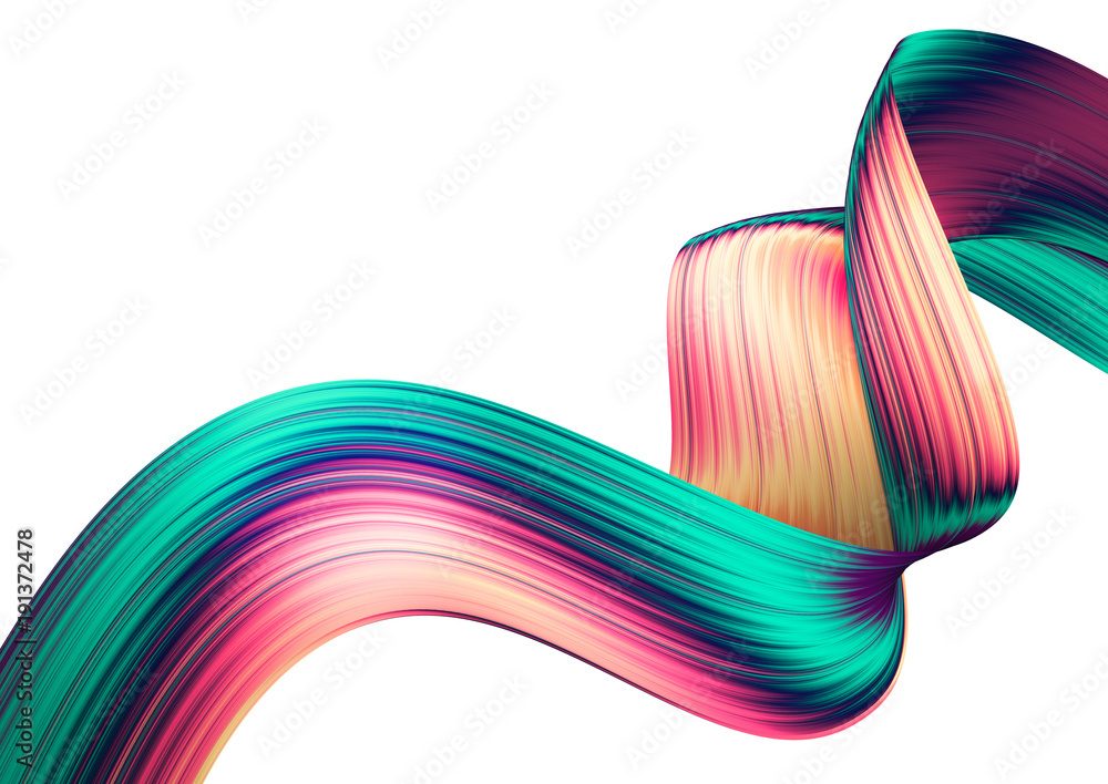 Poster 3d render abstract background. colorful twisted shapes in motion. computer generated digital art for