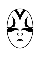 Tribal smiley japanese actor mask. Drama kabuki face