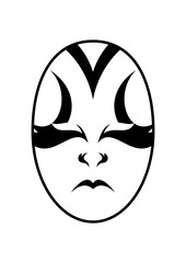 Tribal sad japanese actor mask. Drama kabuki face