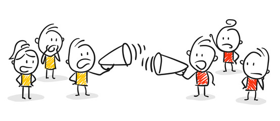 Strichfiguren / Strichmännchen: Streit, Protest. Parteien. (Nr. 182)